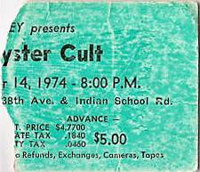 Blue Oyster Cult show ticket with Golden Earring show Phoenix, Arizona - Show Palace October 14, 1974